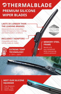 ThermalBlade® Defiance Fluorosilicone Unheated Wipers! Set of two. Exceptional Value!